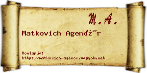 Matkovich Agenór névjegykártya